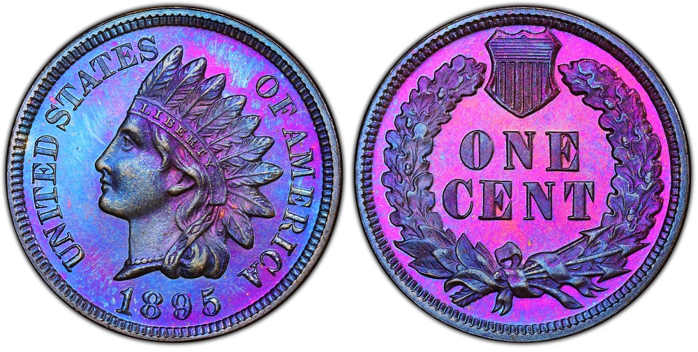 1895 Indian Head penny proof coin showing mirror-like fields and frosted Liberty portrait with cameo contrast